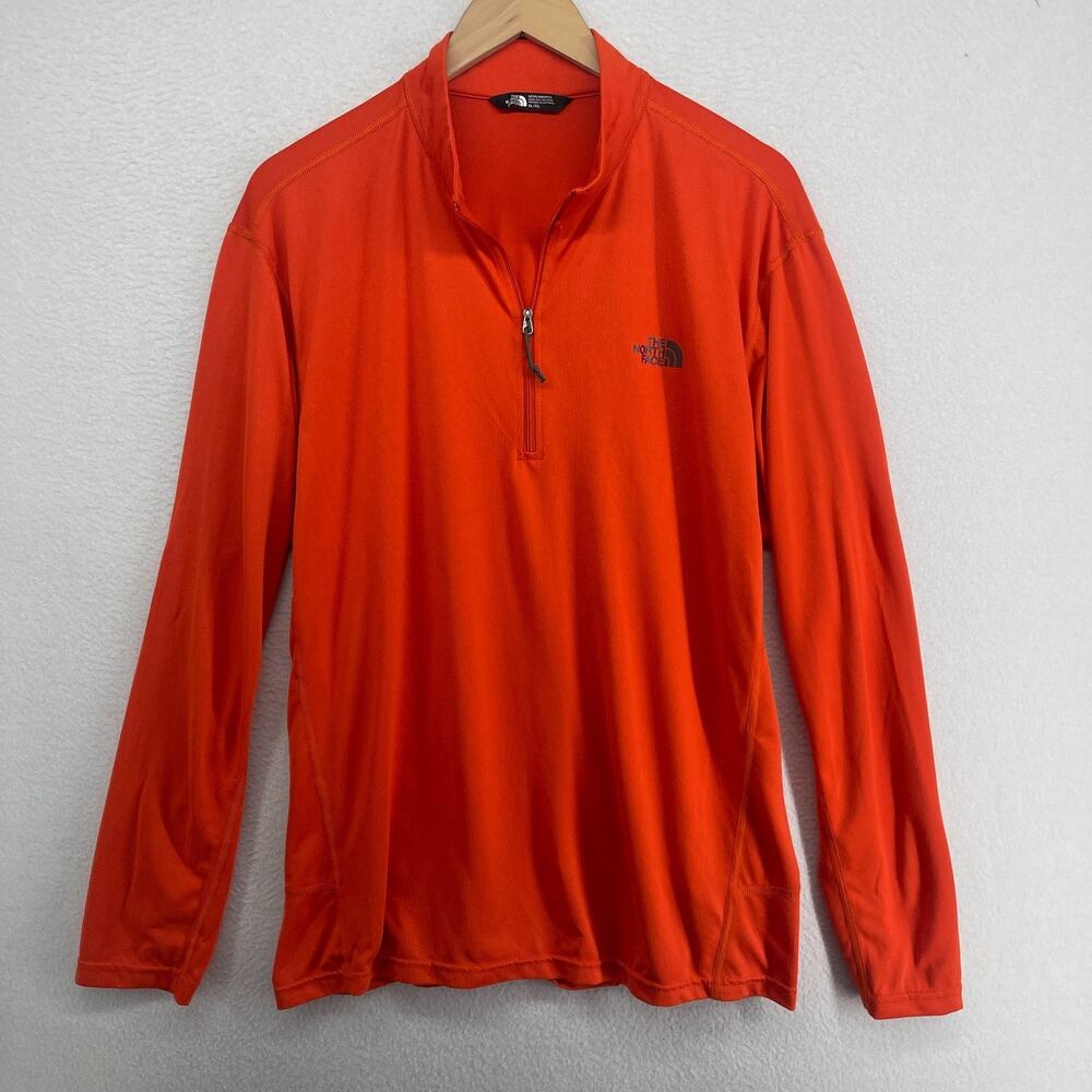 THE NORTH FACE Shirt Mens XL 1/4 Zip Performance Baselayer Long Sleeve Orange